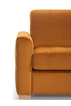 Natura Sofa - Divano fisso scandinavo Sophia, 2 posti, velluto senape, basso ingombro, lunghezza 138 cm