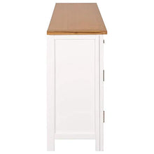 GOTOTOP Credenza in legno di quercia con 3 ante e 3 cassetti, armadio ausiliario per corridoio, soggiorno, camera da letto, 110 x 33,5 x 70 cm, marrone e bianco