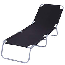 Lettino Prendisole Pieghevole da Giardino 180x55x24 cm in Metallo e Tessuto Oxford Nero