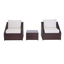 Outsunny Set Mobili da Giardino in PE Rattan con Tavolino e 2 Poltrone con Cuscini, Marrone