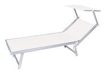 VERDELOOK Rimini, Lettino da Mare con Parasole, 186x61x38 cm, Bianco