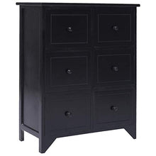 FAMIROSA Armadietto con 6 Cassetti Nero 60x30x75cm, Legno di Paulownia