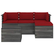 FAMIROSA Set Divani da Giardino su Pallet 5 pz con Cuscini Massello Pino-1812