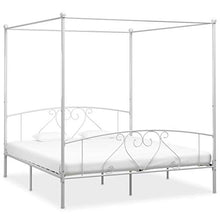 SKM Letto a Baldacchino Bianco in Metallo 200x200 cm