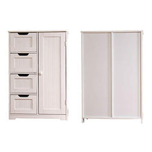 Kylinqaz Mobile da Bagno in Legno, Armadio Contenitore Laterale con 4 cassetti e 1 Armadio, Bianco