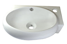 warenplus Lavabo in ceramica bianca da parete ovale 43,5 x 30 x 13 cm