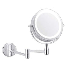 LZNAN - Specchio da trucco a LED da 6 pollici, ingrandimento 1X/5X, montaggio a parete, regolabile, doppio braccio allungabile