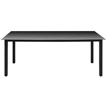 SKM Tavolo da Giardino Nero 190x90x74 cm in Alluminio e Vetro