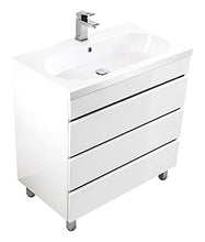 Mobile bagno a terra Talis 90 bianco lucido, 3 cassetti senza maniglie