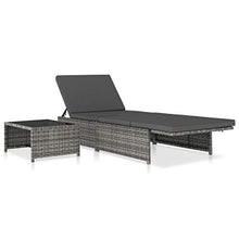vidaXL - Lettino prendisole 2 pezzi, con tavolo in polyrattan, colore: Grigio