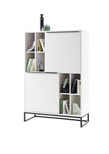 Armadio alto in metallo opaco moderno stile industriale, bianco e nero, 100 cm, M48158WS2