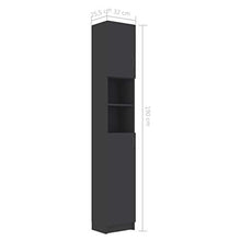 Colonna bagno – Moderno mobile bagno – Include 4 ripiani e 2 ripiani aperti, 32 x 25,5 x 190 cm, colore: grigio