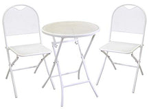 Set Tavolo e 2 Sedie Pieghevoli da Giardino in Ferro Lucca Bianco
