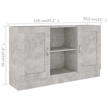 vidaXL Credenza Grigio Cemento 120x30,5x70 cm in Truciolato