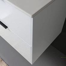 Kiamami Valentina MOBILE BAGNO SOSPESO BIANCO LUCIDO CON MANIGLIA NERA SPECCHIO LED TOUCH | PARIGI