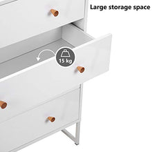 DADEA comodino bianco con 4 cassetti, cassettiera laterale moderna con ampio spazio di archiviazione, organizer funzionale con base in metallo per la casa, bianco puro