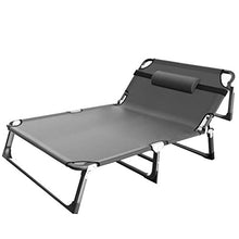 XUSHEN-HU Sedia Pieghevole Heavy Duty, Metal Grey Extra Largo Sdraio for Il Campeggio Esterno, 350kg