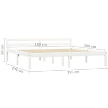 BIGTO - Struttura per letto in legno di pino massiccio, per camera da letto, stile A, 180 x 200 cm, colore: Bianco