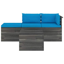 FAMIROSA Set Divani da Giardino su Pallet 4 pz con Cuscini Massello Pino-1783