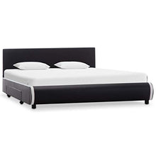 SKM Giroletto con Cassetti Nero in Similpelle 140x200 cm