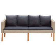 Divano da giardino a 2 posti con cuscini in polyrattan beige