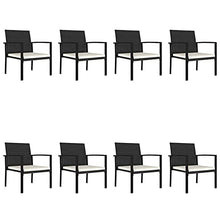 Tidyard Set 7/9 pz da Pranzo da Giardino in Polyrattan Nero/Grigio,Set Tavolo e Sedie da Giardino per Esterno in Polyrattan,Set Tavolo in Vetro e 6/8 Sedie con Braccioli da Giardino per Esterno