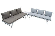 Divano 3 POSTI TRASFORMABILE in Lettino Struttura in TEXTILENE con Cuscini Grigio + TAVOLINO in Alluminio Bianco
