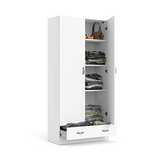 Dmora Armadio Guardaroba a Due Ante e Un cassetto, Colore Bianco, cm 79 x 35 x h170
