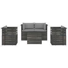 FAMIROSA Set Divani da Giardino su Pallet 5 pz con Cuscini Massello Pino-1816