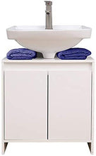 Etnicart - Mobiletto sottolavabo per bagno 58(L) x33x60 armadietto sottolavello cucina in legno con 2 sportelli bianco ottima capienza interna-