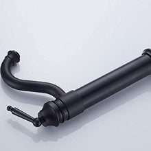 HYY-YY - Rubinetto per lavabo antico sopra lavabo con rotazione a 360 gradi, altezza di rotazione per lavabo, in ferro nero, alto a S, curvo nero
