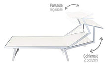 VERDELOOK Rimini, Lettino da Mare con Parasole, 186x61x38 cm, Bianco