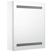 Tidyard Armadietto Bagno da Parete con Specchio e LED, con 3 Ripiani, 50x14x60 cm Bianco e Argento