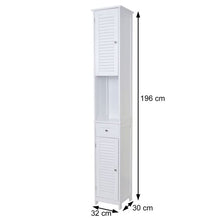 Mendler Arredo bagno serie HWC-F75 MDF bianco 30x32x196cm mobile alto