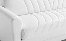 Divano 3 posti bianco in similpelle - 220 x 88 x 83h cm, vano contenitore, trasformabile in letto una piazza e mezza