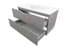tft Mobile da Bagno Sospeso con Lavabo Specchio e Lampada a LED Marte Grigio Effetto Pietra