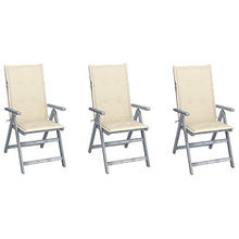 vidaXL Sedie da Giardino Reclinabili 3 pz con Cuscini Massello Acacia