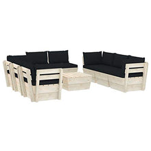 FAMIROSA Set Divani da Giardino su Pallet 9 pz con Cuscini Legno Abete-3655