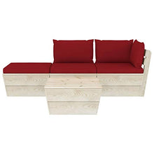SKM Set Divani da Giardino su Pallet 4 pz con Cuscini Legno Abete (59.6kg) Rosso-3441
