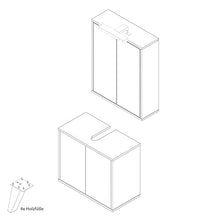 Fackelmann - Set di mobili da Bagno in Stile Rustico, 60 cm, con Specchio a LED, 4 Pezzi, Colore: Bianco