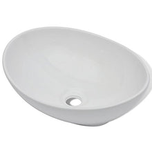 SENLUOWX - Lavabo da appoggio in ceramica moderna con ovale bianco, 40 x 33 cm, mobile da bagno