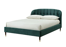 Letto imbottito in velluto smeraldo con tessuto verde 180 x 200 cm