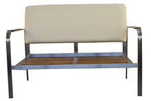 Jet-line Divano da giardino in acciaio inox di alta qualità, divano a 2 posti, beige, terrazza, balcone