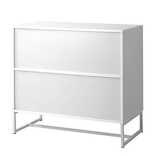 H-CAR Comodino con 2 Ante Contenitore Organizer con 2 Ripiani Comodino con cassettiera Comodino con Struttura in Metallo e Legno MDF