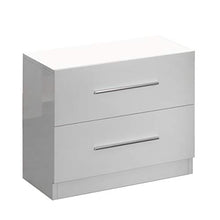 Letto Facile MF Comodino Star Bianco Lucido 2 cassetti, 48 x 55 x 36 cm