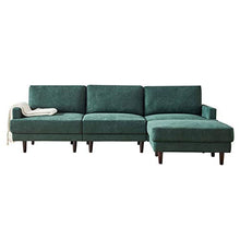 belupai Divano moderno in tessuto, a forma di L, 3 posti, con ottomana, 266 cm, smeraldo