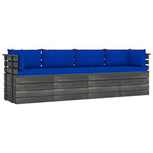 vidaXL Divano da Giardino 4 Posti su Pallet con Cuscini Massello Pino