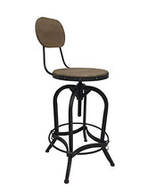 Sgabello Bar con Schienale Regolabile Vintage Retro 68-83cm in Vero Legno
