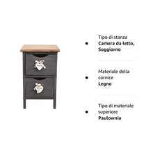Rebecca Mobili Comodino Shabby Chic con 2 Cassetti, Legno paulownia, Grigio - Art. RE4558