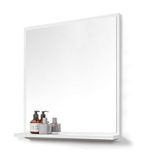 DOMTECH - Specchio a parete da bagno con mensola e illuminazione LED, colore: bianco